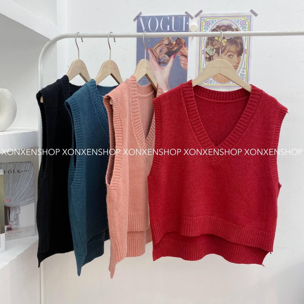 Áo len gile XONXEN SHOP QUY NHƠN tà lệch ,chất vải dày dặn ,phối được nhiều mẫu mã 1167