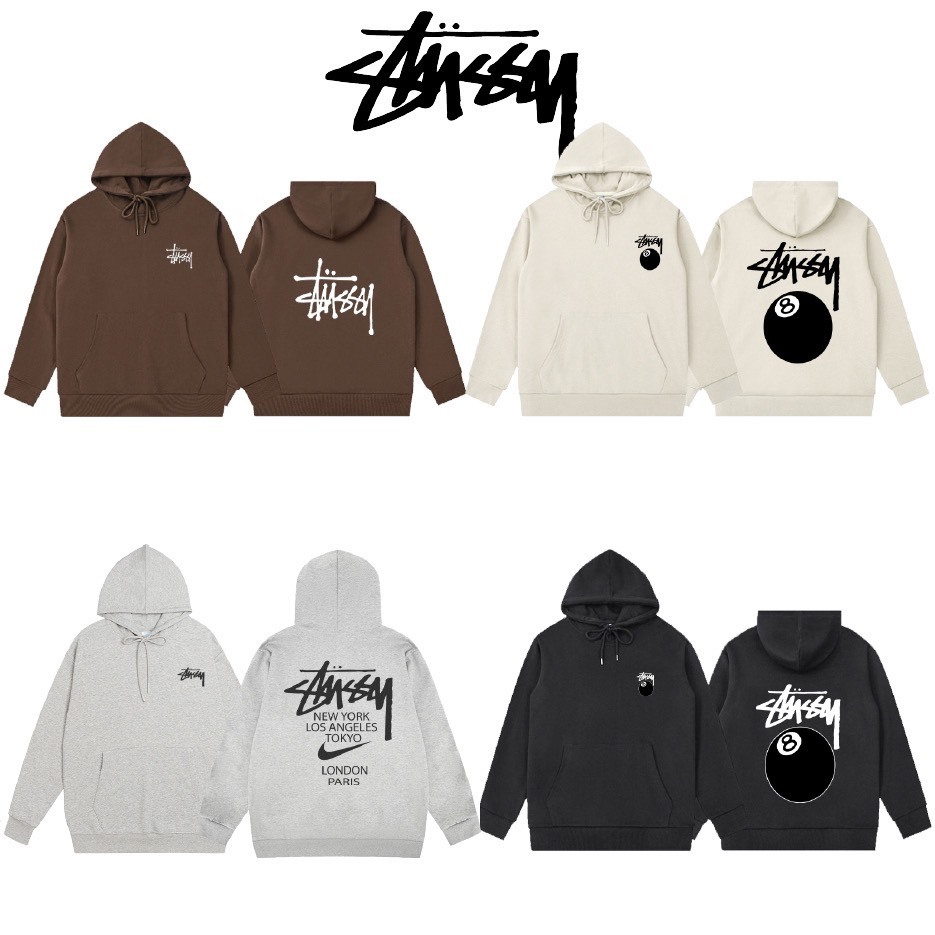 Áo hoodie stussy nữ cute Nỉ Bông Form Rộng Nam Nữ Unisex sweater cổ tròn Dáng Oversize Xám Tiêu In Hình local brand