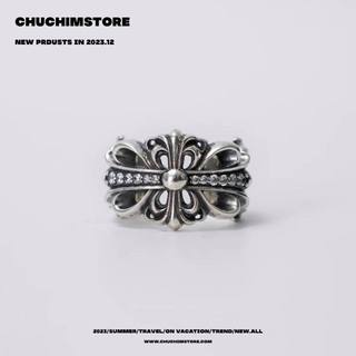 Nhẫn chrome heart đính đá unisex hiphop - thép không gỉ - n050