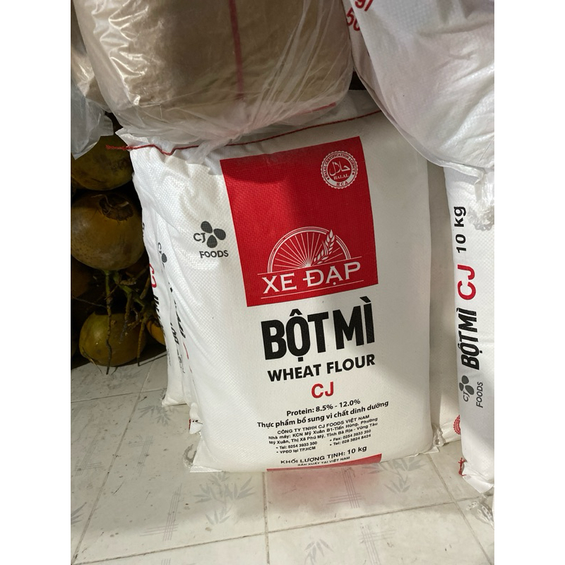 Bột mì đa dụng Xe Đạp loại 10kg, Bột mì Hàn Quốc  làm bánh mì, bánh bao, mì sợi, tôm gà tẩm bột..
