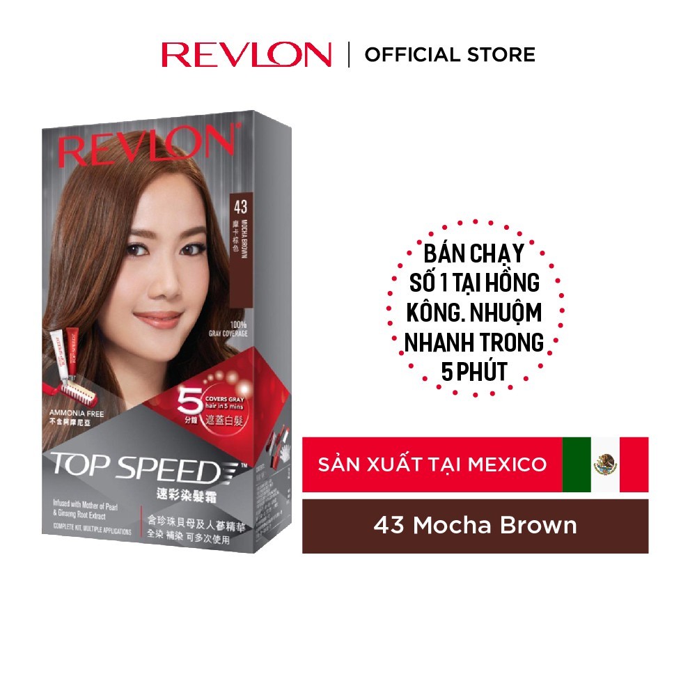 [QUÀ TẶNG - HSD 1/2024] Nhuộm tóc phủ bạc Revlon TopSpeed dành cho nữ 120ml - TOP43 Nâu Ánh Đồng