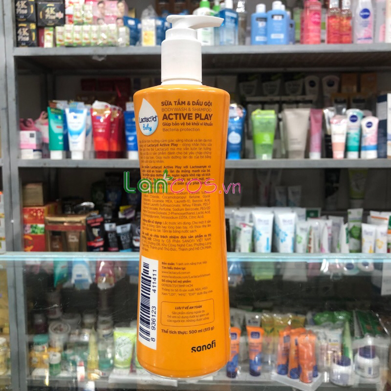 Sữa Tắm Gội Trẻ em Lactacyd Baby Active Play 500ml