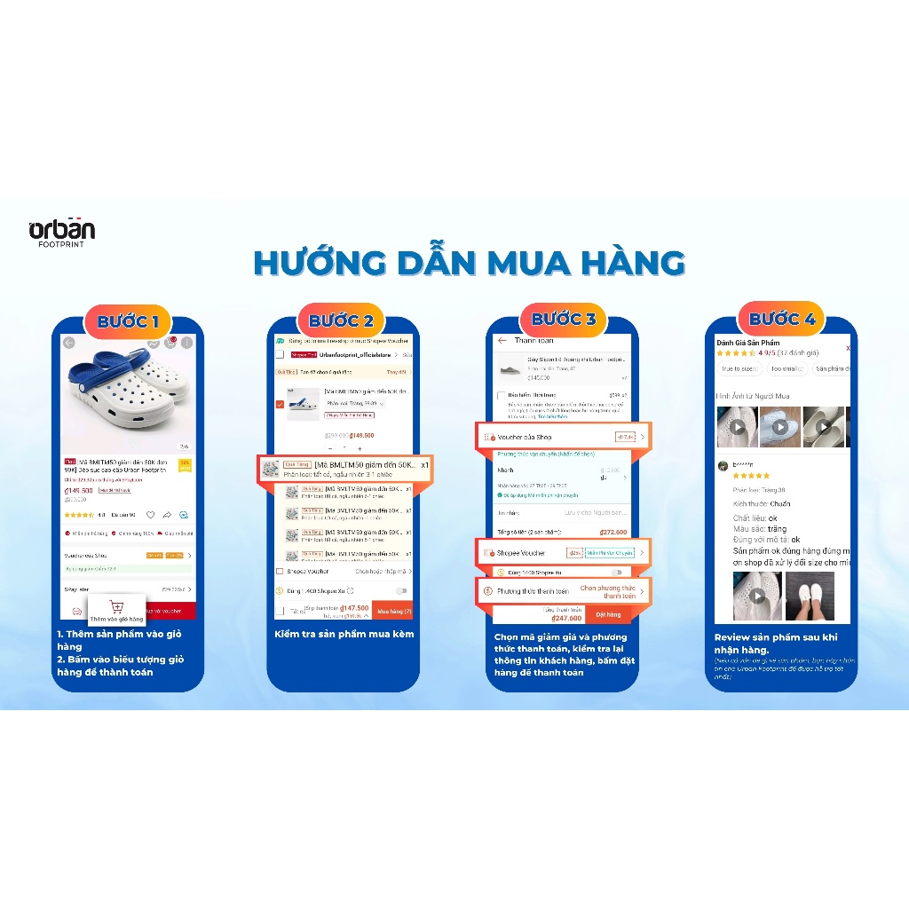 Giày lười, giày nhựa nam nữ Eva Phylon siêu mềm, siêu thoáng khí, chống nước Urban Footprint D2001 | BigBuy360 - bigbuy360.vn