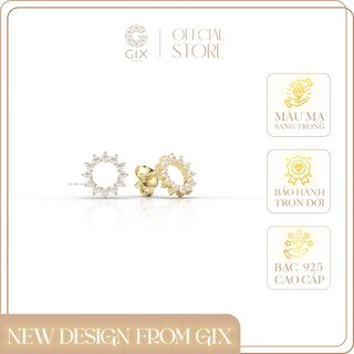 Bông tai cô dâu bạc thật Gix Jewel mạ vàng đính đá tấm mặt trời nhỏ SPGBT73