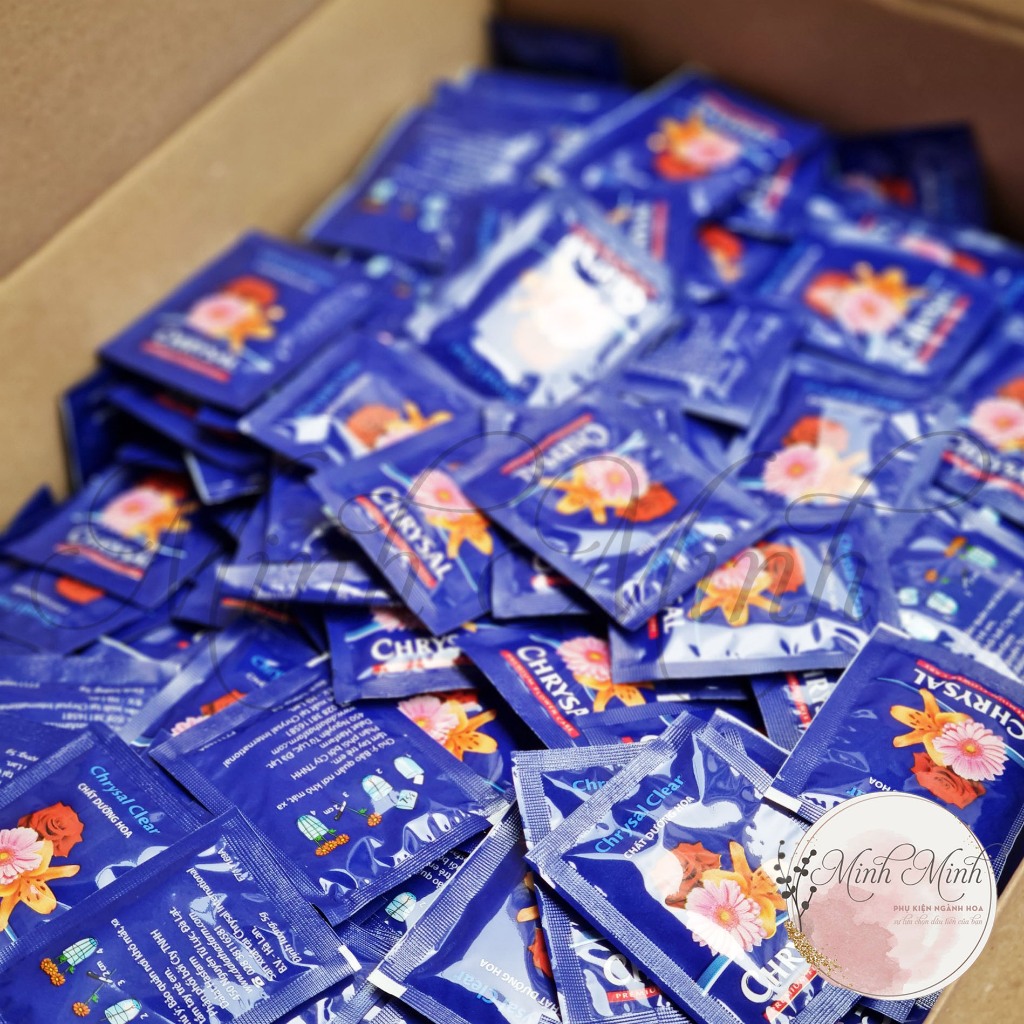 Dưỡng Hoa Lâu Tàn Chrysal- Combo 50 gói chính hãng Hà Lan- Chất dưỡng hoa tươi lâu, hoa cắm bình, cắm xốp