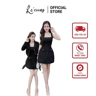 Set bộ váy và áo khoác lecoong b82 váy đẹp dạ tweed sang chảnh