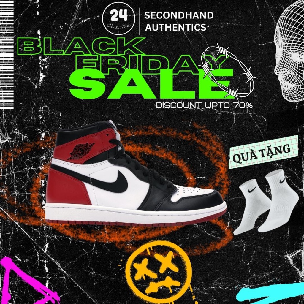 Giày Air Jordan 1 Retro Black Toe thể thao nam nữ, Jordan 1 FullBox 95%-98% Auth Secondhand - 2Hand4You