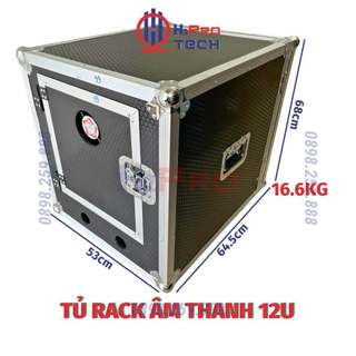 Tủ Rack 12U Dày Dặn 4 Bánh Xe - Có Cánh Cửa - Quạt Làm Mát, Tủ Máy Âm Thanh 12U Chuyên Nghiệp Cao Cấp - H2Pro Tech