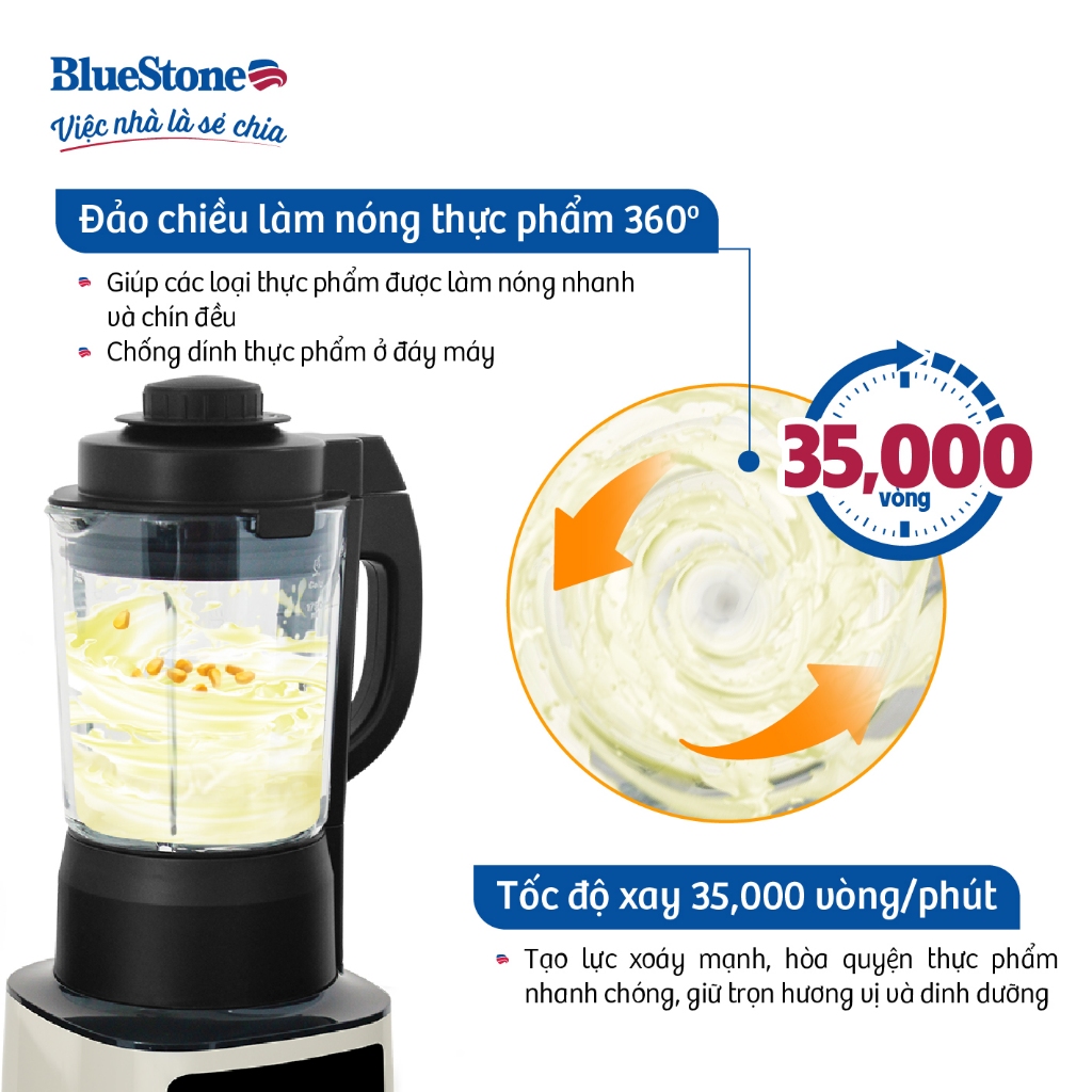 [Chỉ còn 1,064,700 Đồng sau khi áp voucher] Máy Làm Sữa Hạt Xay Nấu Đa Năng BlueStone 1.75 Lít 900W BLB-6035