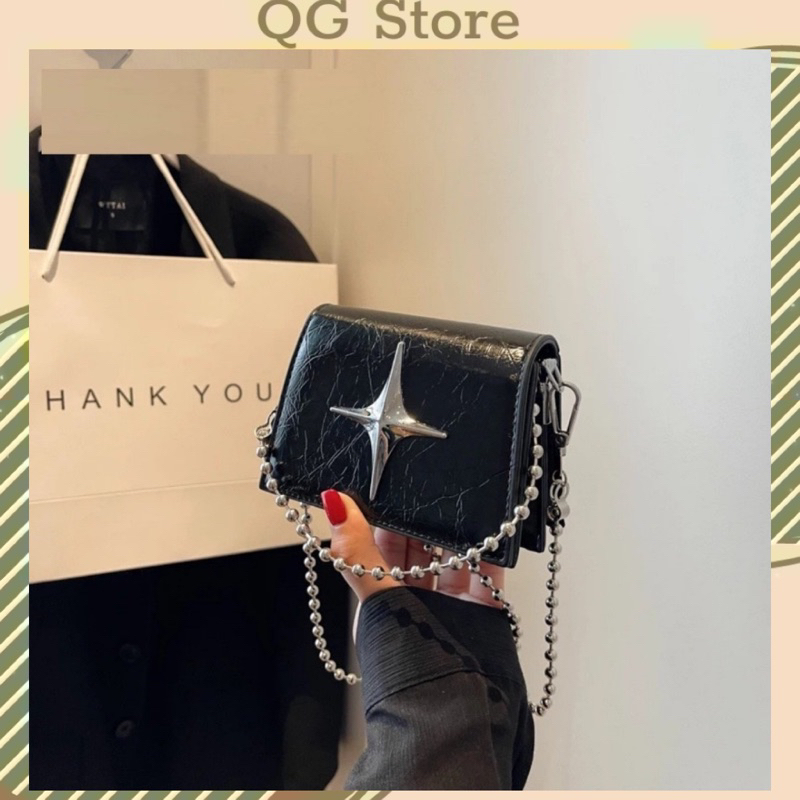 Túi Mini Túi Xách Nữ Túi Đeo Chéo Dây Đeo Xích Phối Ngôi Sao Trẻ Trung QG Store