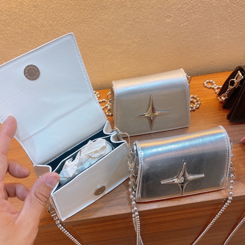 Túi Mini Túi Xách Nữ Túi Đeo Chéo Dây Đeo Xích Phối Ngôi Sao Trẻ Trung QG Store
