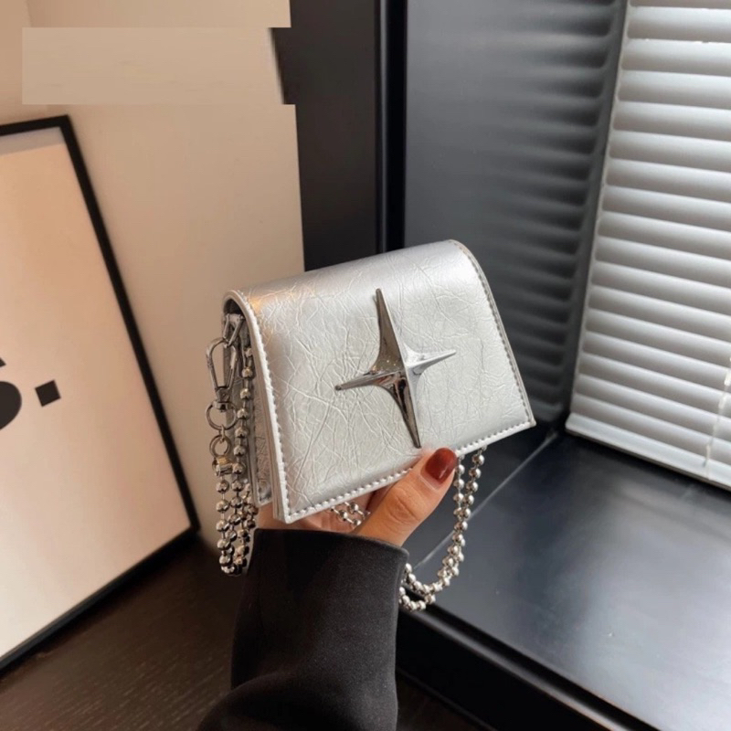 Túi Mini Túi Xách Nữ Túi Đeo Chéo Dây Đeo Xích Phối Ngôi Sao Trẻ Trung QG Store