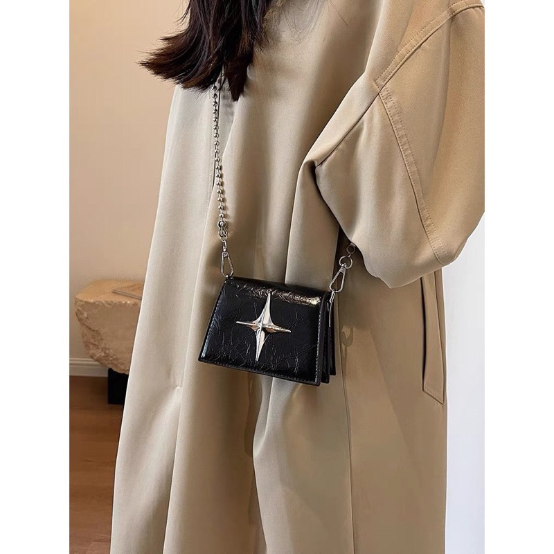 Túi Mini Túi Xách Nữ Túi Đeo Chéo Dây Đeo Xích Phối Ngôi Sao Trẻ Trung QG Store