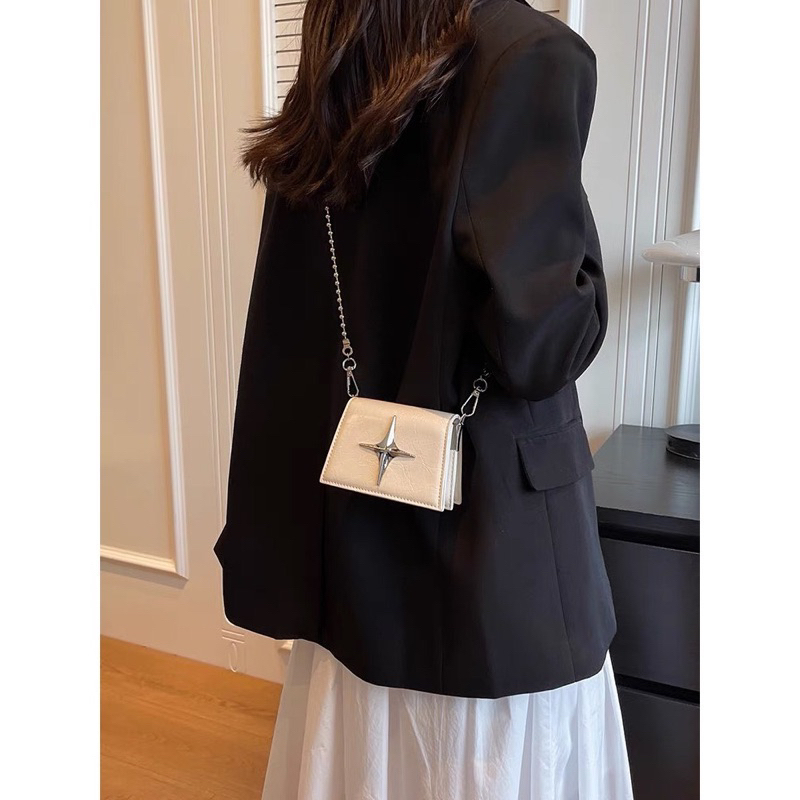 Túi Mini Túi Xách Nữ Túi Đeo Chéo Dây Đeo Xích Phối Ngôi Sao Trẻ Trung QG Store