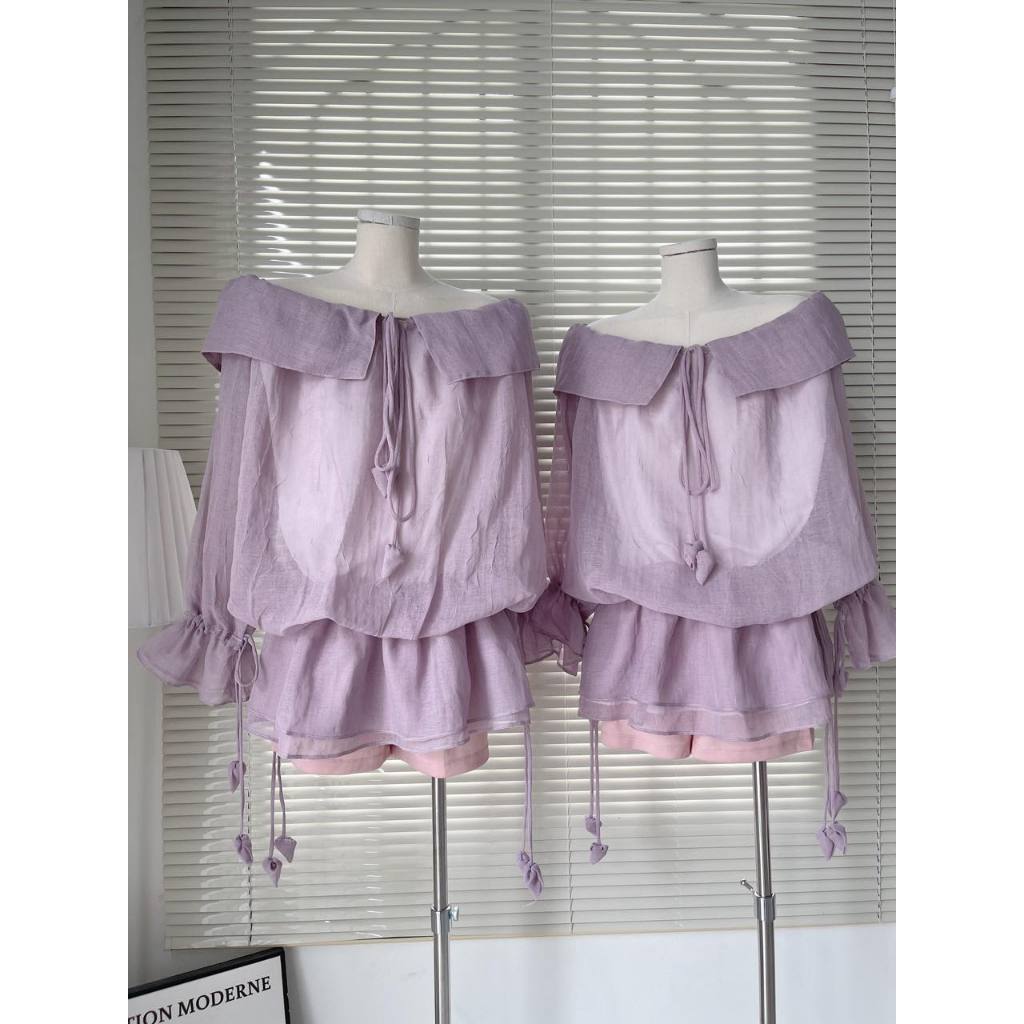 𝐋𝐘𝐂𝐇𝐄𝐍- Đầm trễ vải chất voan 2 lớp có kèm lót quần