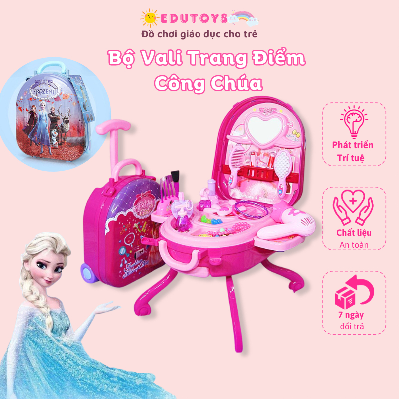 Bộ đồ chơi vali trang điểm Elsa cho bé gái 36 chi tiết phụ kiện đồ chơi