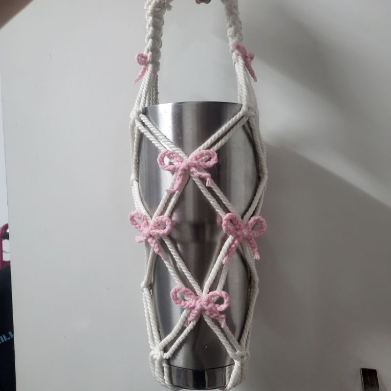 Túi đựng bình nước bình giữ nhiệt len sợi macrame