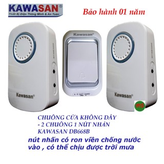 Bộ chuông cửa không dây 2 ĐẦU CHUÔNG có nút nhấn chống nước Kawasan DB668B