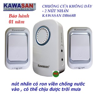 Bộ chuông cửa không dây có 2 NÚT NHẤN chống nước Kawasan DB668B