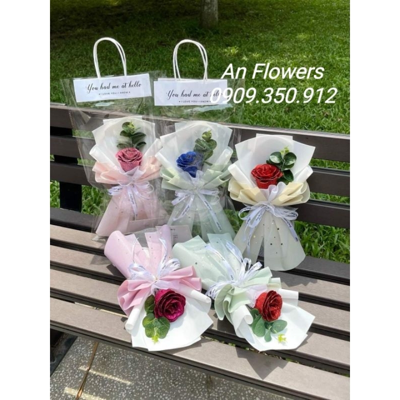 Bó hoa hồng sáp nhũ 1 bông