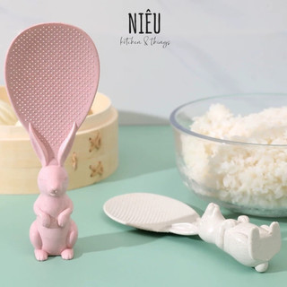 Muôi Muỗng Xới Cơm Vá Thìa Chống Dính Lúa Mạch Có Chân Đứng Dễ Thương Tiện Lợi An Toàn BepNieu