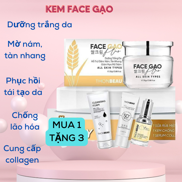 Combo face gạo plus ( 4 món) - Kem Body Bưởi, Kem Dưỡng Trắng Da Toàn Thân Cốt Ủ Bưởi SON