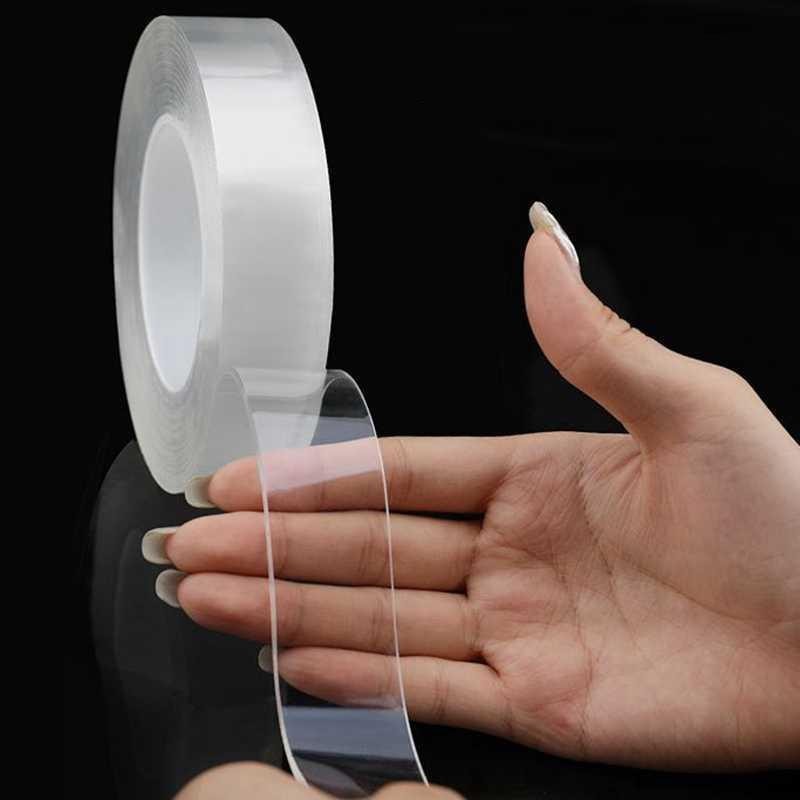 Băng Keo Pu tape 2 Mặt Trong Suốt Siêu Dính Dài 2m, bản 2cm, dày 2mm, có thể tái sử dụng