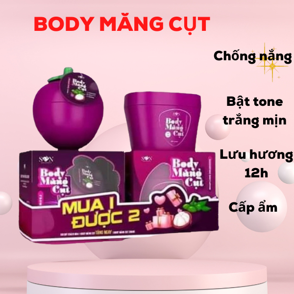 Kem trắng da body Măng Cụt, dưỡng trắng body, cấp ẩm, nâng tone, chống nắng, lưu hương thơm lâu 150gr