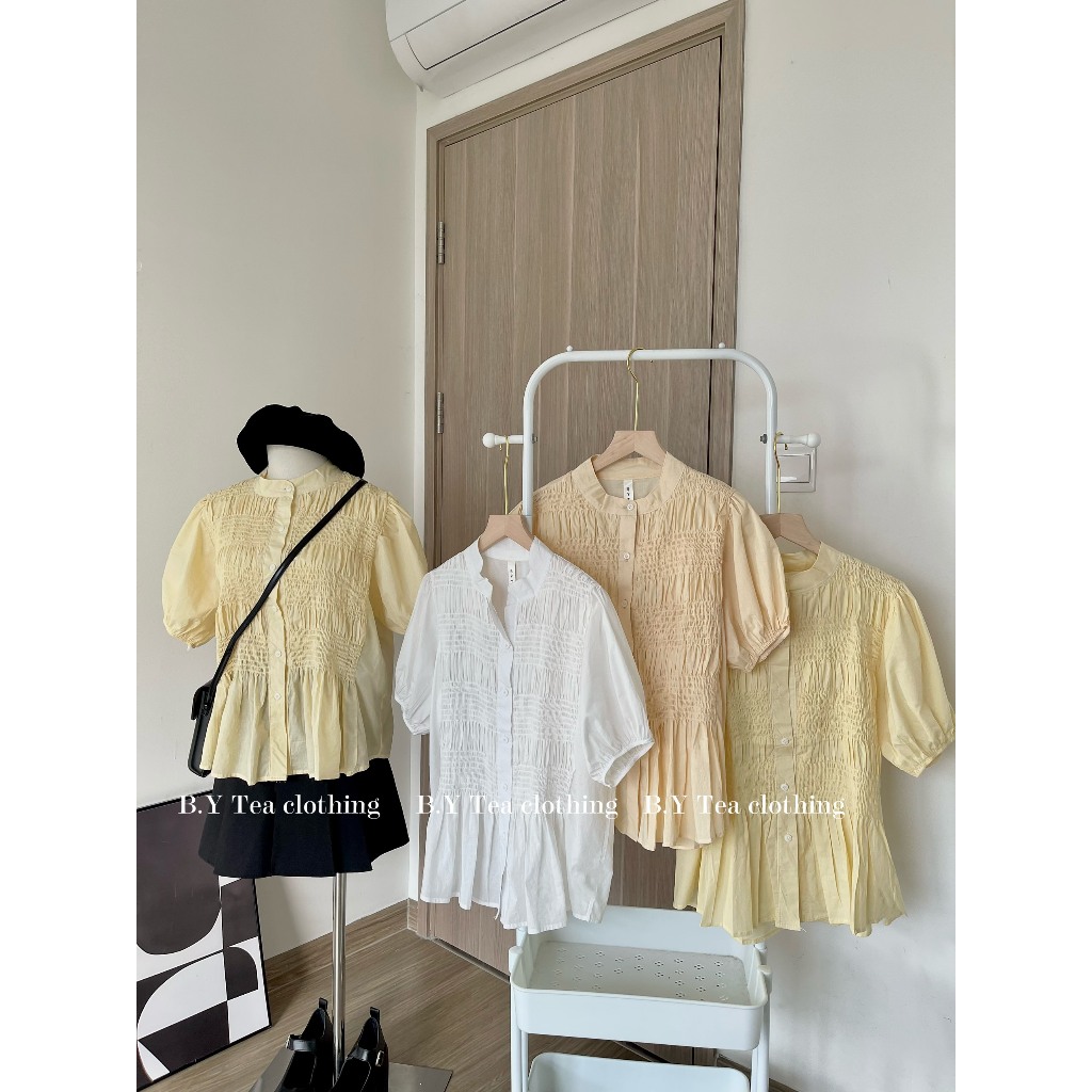 Áo babydoll, sơ mi kiểu tay phồng pha chun Thời Trang B.Y Tea Clothing