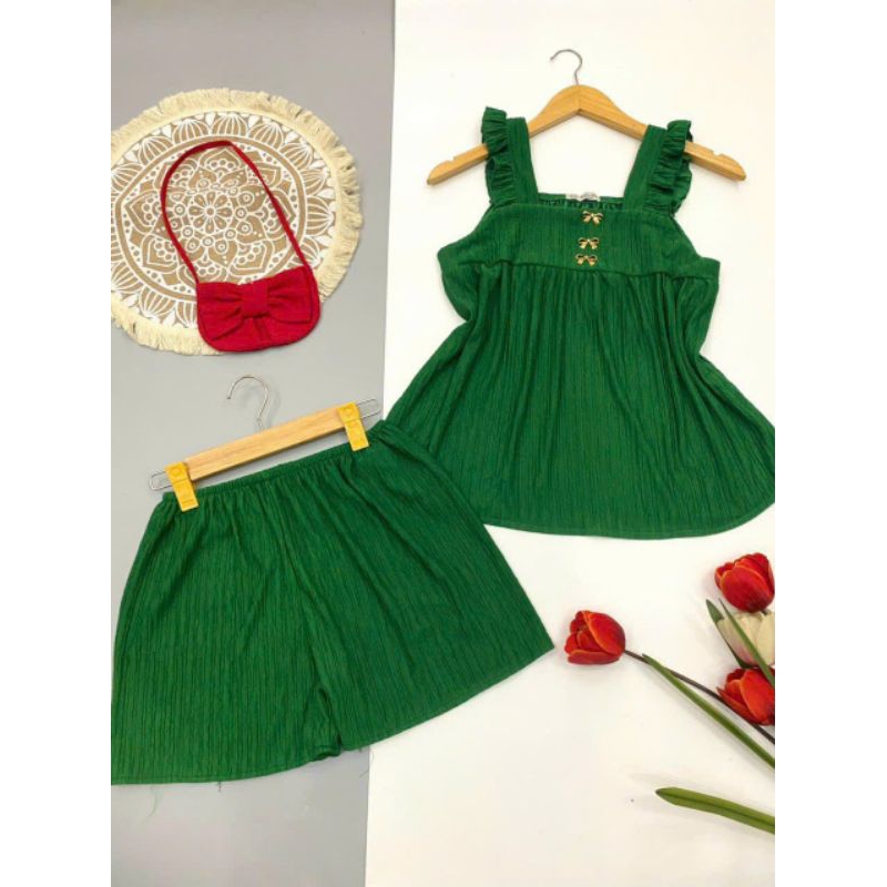 Set đùi đũi nhật áo 2 dây cánh tiên mặc nhà kute, dễ thương
