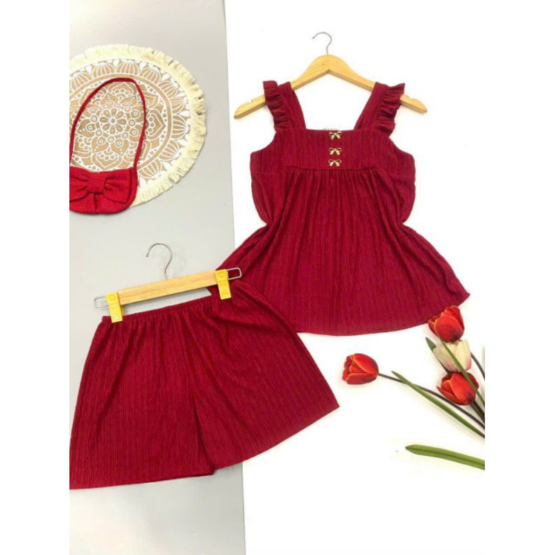 Set đùi đũi nhật áo 2 dây cánh tiên mặc nhà kute, dễ thương
