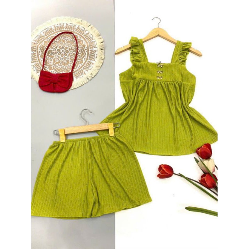 Set đùi đũi nhật áo 2 dây cánh tiên mặc nhà kute, dễ thương