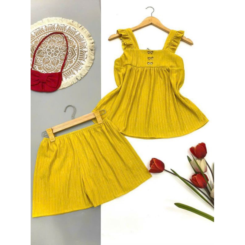 Set đùi đũi nhật áo 2 dây cánh tiên mặc nhà kute, dễ thương