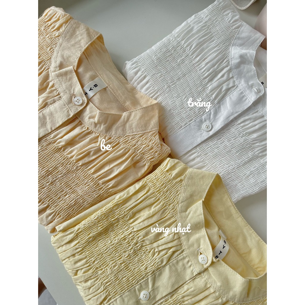 Áo babydoll, sơ mi kiểu tay phồng pha chun Thời Trang B.Y Tea Clothing