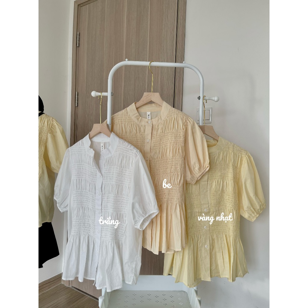 Áo babydoll, sơ mi kiểu tay phồng pha chun Thời Trang B.Y Tea Clothing