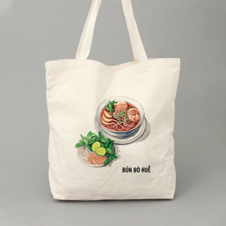 Túi tote vải canvas có khoá kéo bộ sưu tập ẩm thực Việt