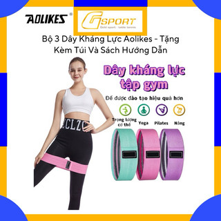 Bộ 3 dây kháng lực tập mong aolikes a-3604 - dây miniband tập mông - tặng kèm túi lưới + hdsd