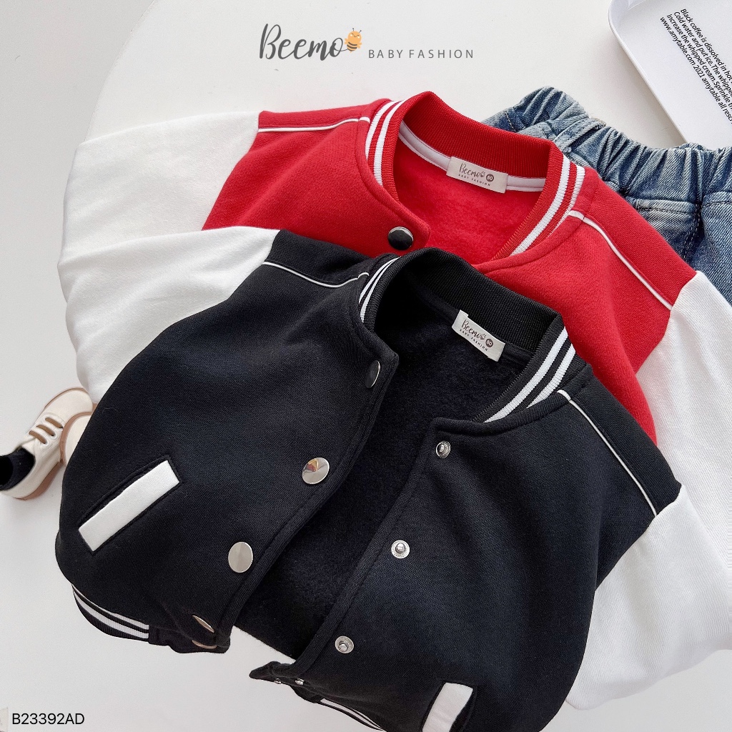 Áo khoác Bomber cho bé trai Beemo,Chất liệu nỉ bông mềm mại, ấm áp, thoải mái khi mặc,cổ và thân được may bo viền B414