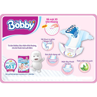 Tã dán Bobby siêu thấm - khô thoáng M76 (M, 6-10kg, 76 miếng)