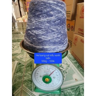 Len mohair sợi kiểu loang màu xanh biển