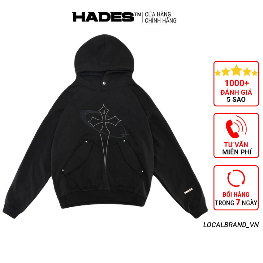Áo Hoodie nỉ bông mũ trùm Hades Hebrew Boxy form rộng - Thời trang nam nữ Unisex Streetwear Hàn Quốc