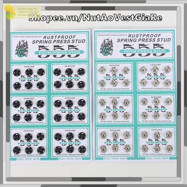 Nút bấm áo dài vỉ 36 cúc bấm 8mm, cúc bóp, nút bóp