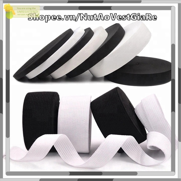 Dây Thun luồn quần áo 0.3cm, 0.5cm, 0.7cm, 1cm, 1.5cm, 2cm, 2.5cm, 3cm, 4cm, 5cm, 2 màu trắng, đen
