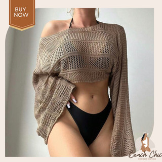Beachchic crochet cover up top - áo len xuyên thấu mặc ngoài bikini
