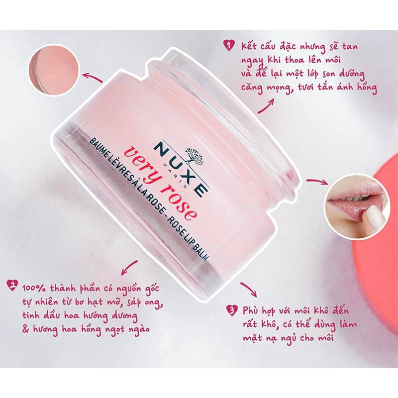 Dưỡng môi NUXE VERY ROSE Pháp mềm mại 15g