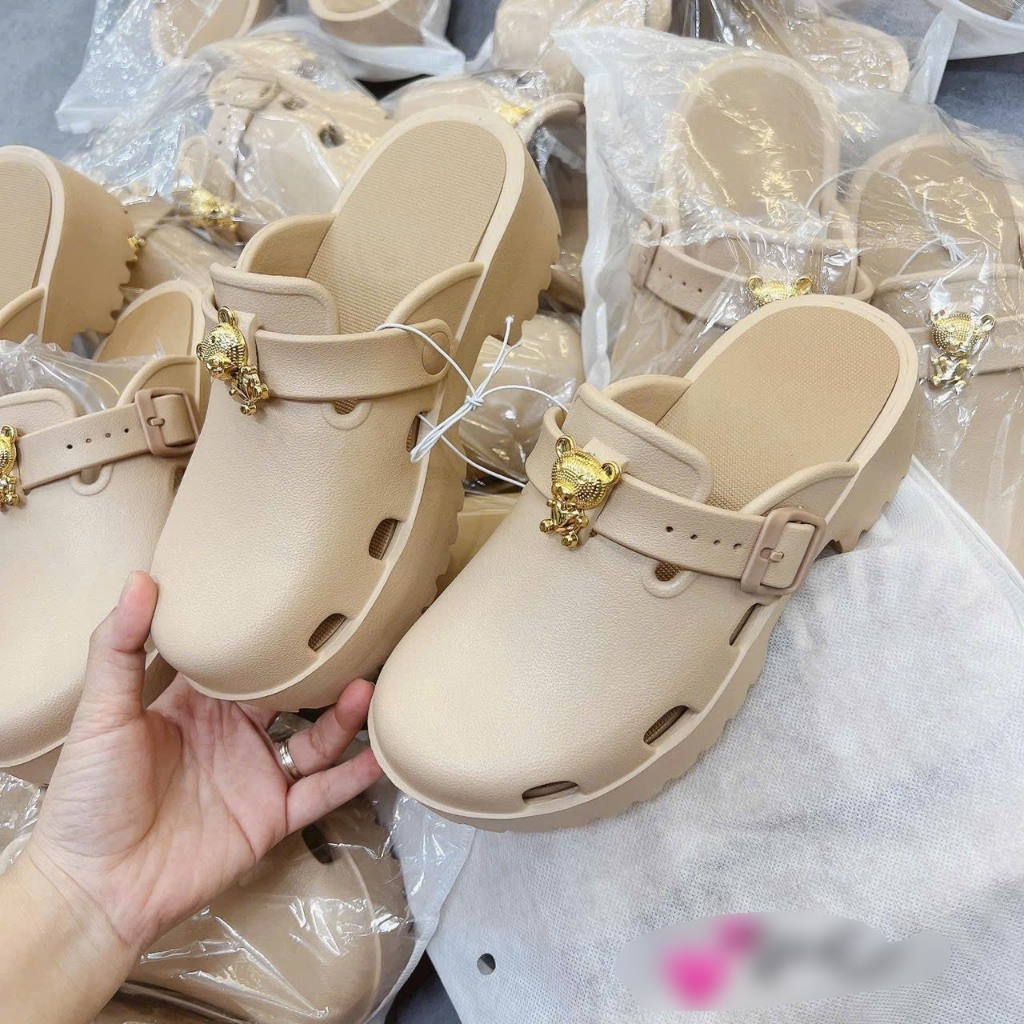 Dép sục GC đế 5cm mũi tròn siêu nhẹ chuẩn qc