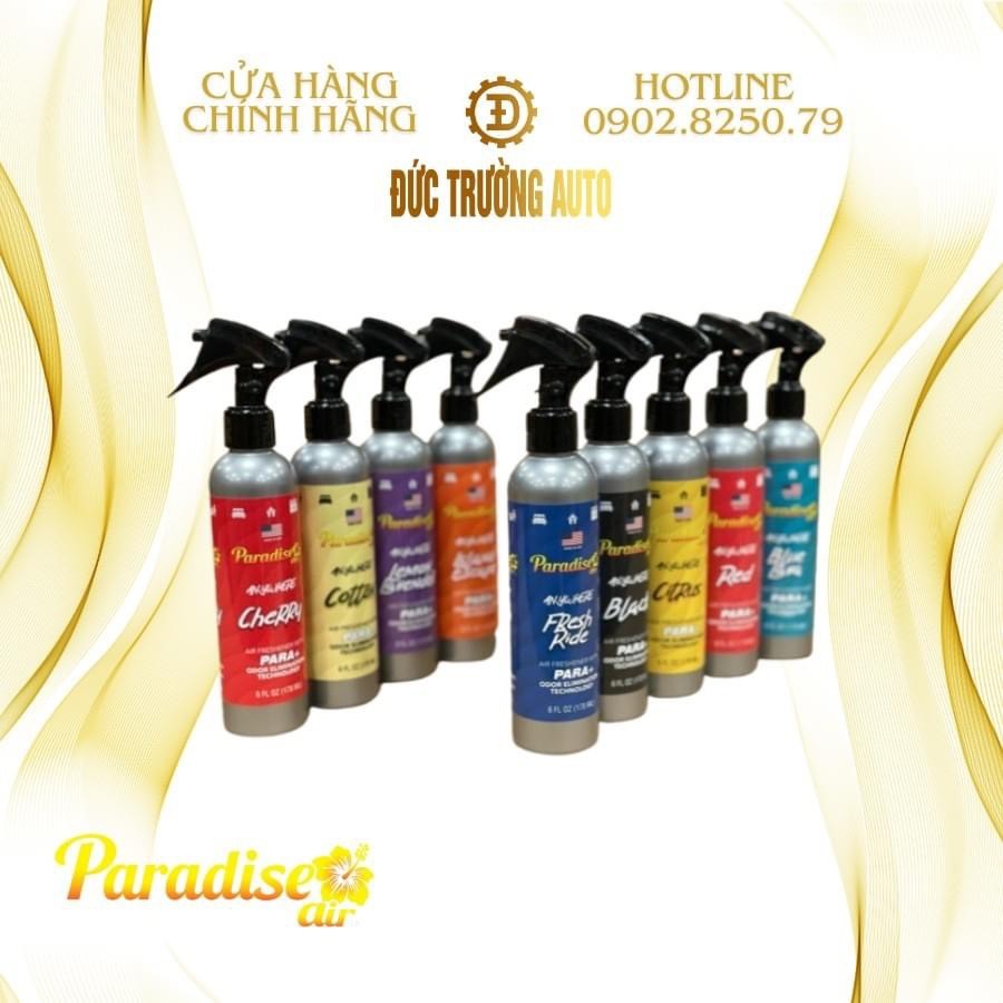 Chai xịt tinh dầu thơm xe ô tô/thơm phòng - PARADISE AIR - Xịt Thơm Khử Mùi Ô Tô Cao Cấp - 9 Mùi Hương Thơm 207ML