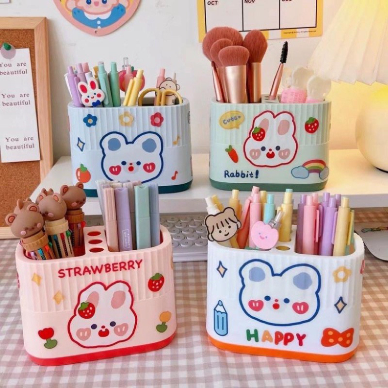 Hộp đựng bút 2 ngăn kèm sticker