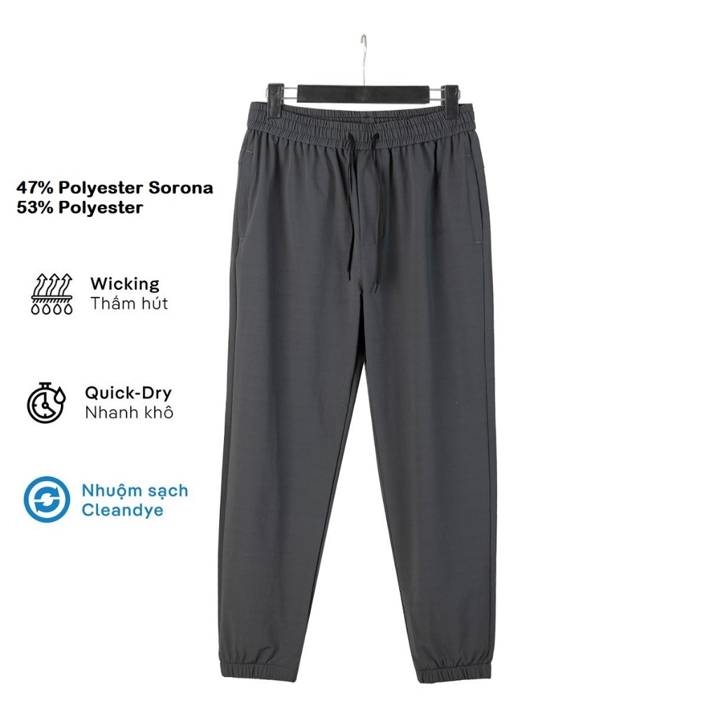 Quần Gió Thể Thao Nam Dài ZENOMA Gấu Bo Dáng Jogger Bo Chân Thể Thao Vải Co Dãn Thoải Mái Vận Động – D329