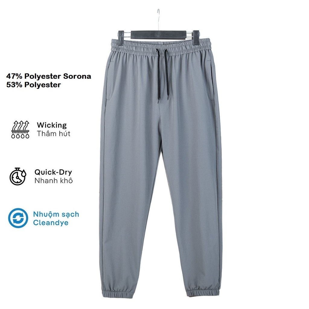 Quần Gió Thể Thao Nam Dài ZENOMA Gấu Bo Dáng Jogger Bo Chân Thể Thao Vải Co Dãn Thoải Mái Vận Động – D329